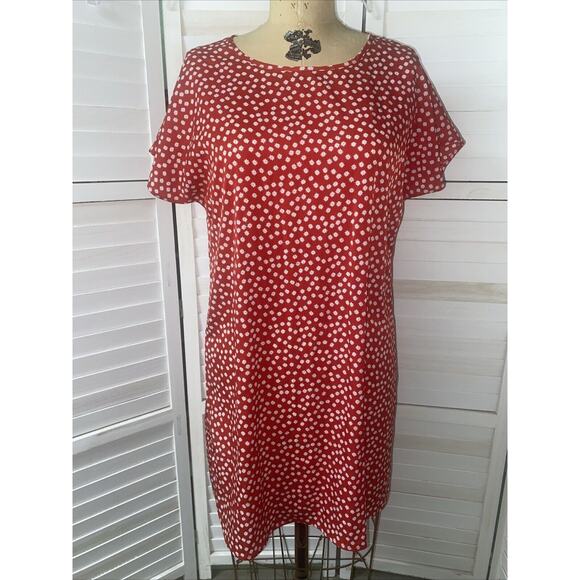 Shein Ladies’ Short Dress Red W/ White Flowers Short Sleeve Polyester Sz Small - Picture 1 of 9